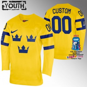 Schweden Trikot Custom IIHF World Championship 2023 Gelb - Kinder
